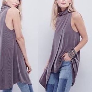Free People Asymmetrical Sleeveless Turtleneck Top